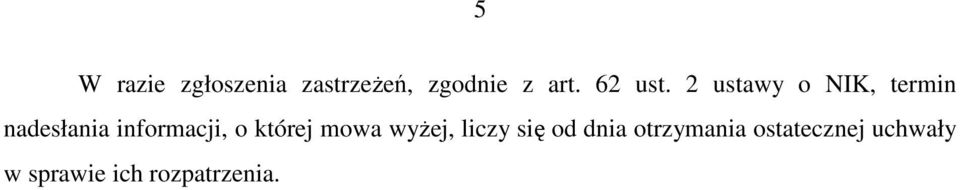 2 ustawy o NIK, termin nadesłania informacji, o