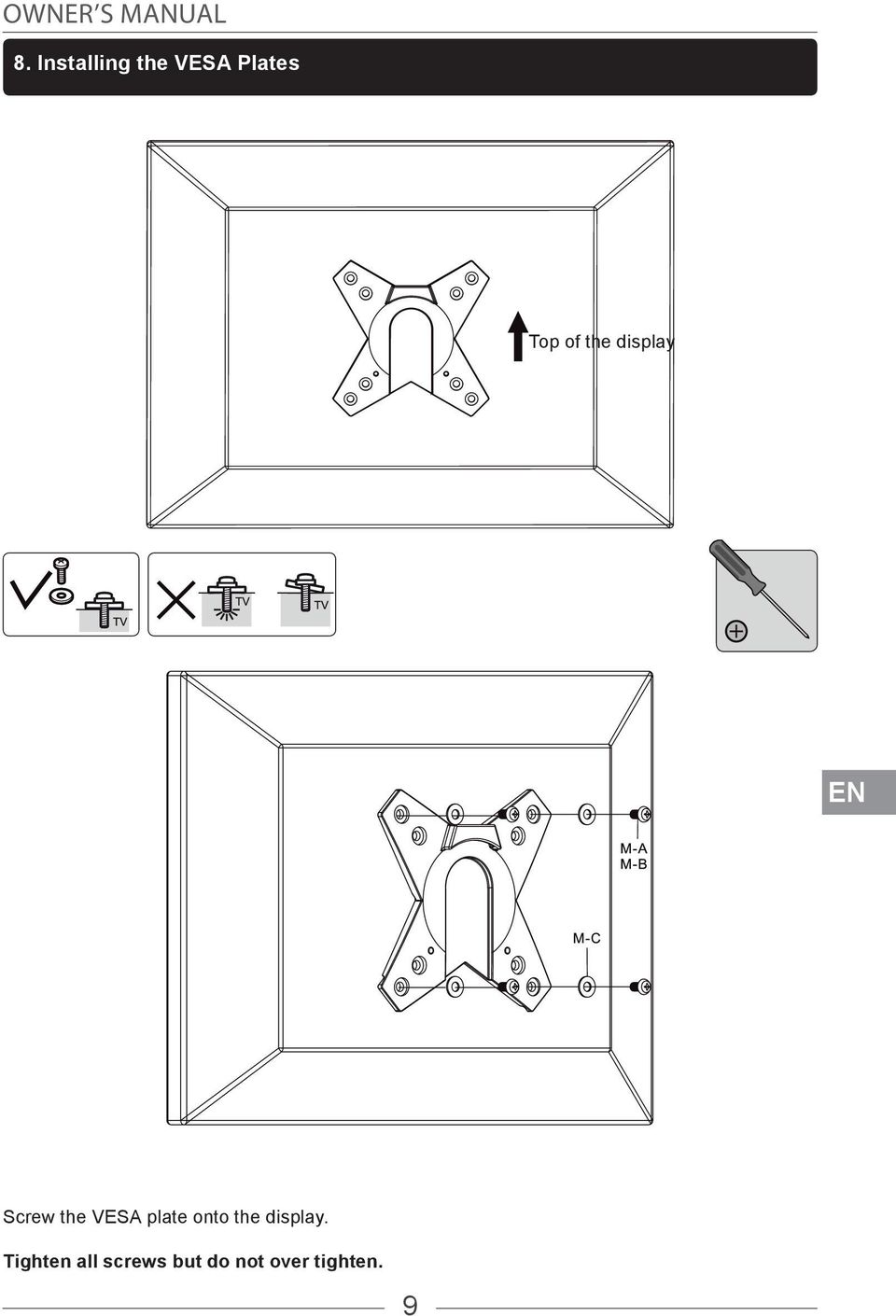 display EN Screw the VESA plate onto