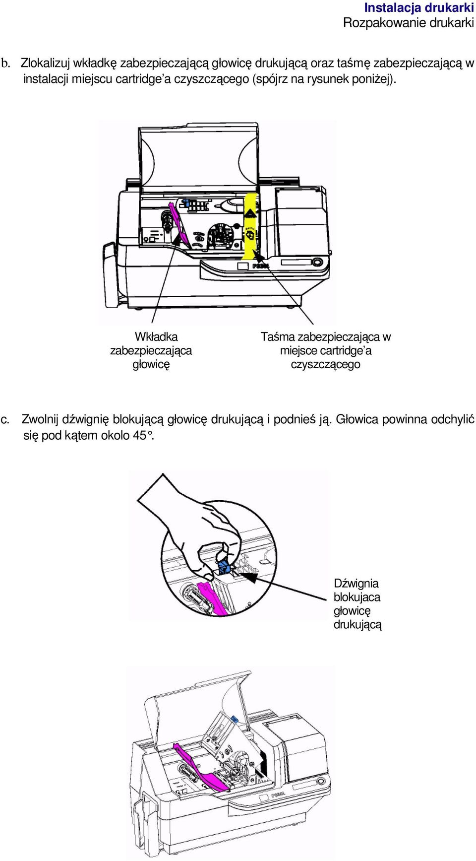 cartridge a czyszczącego (spójrz na rysunek poniżej).