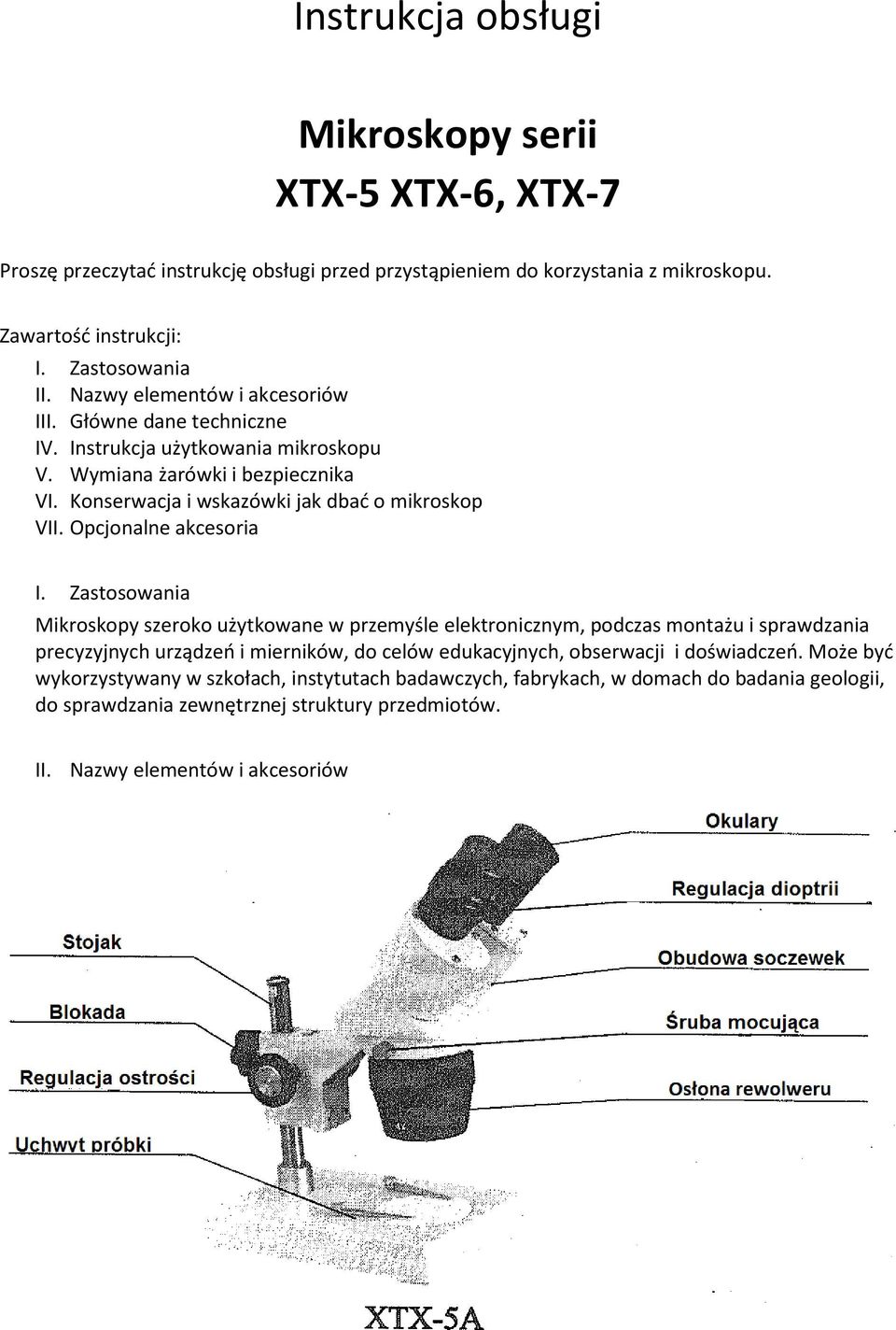 Opcjonalne akcesoria I.