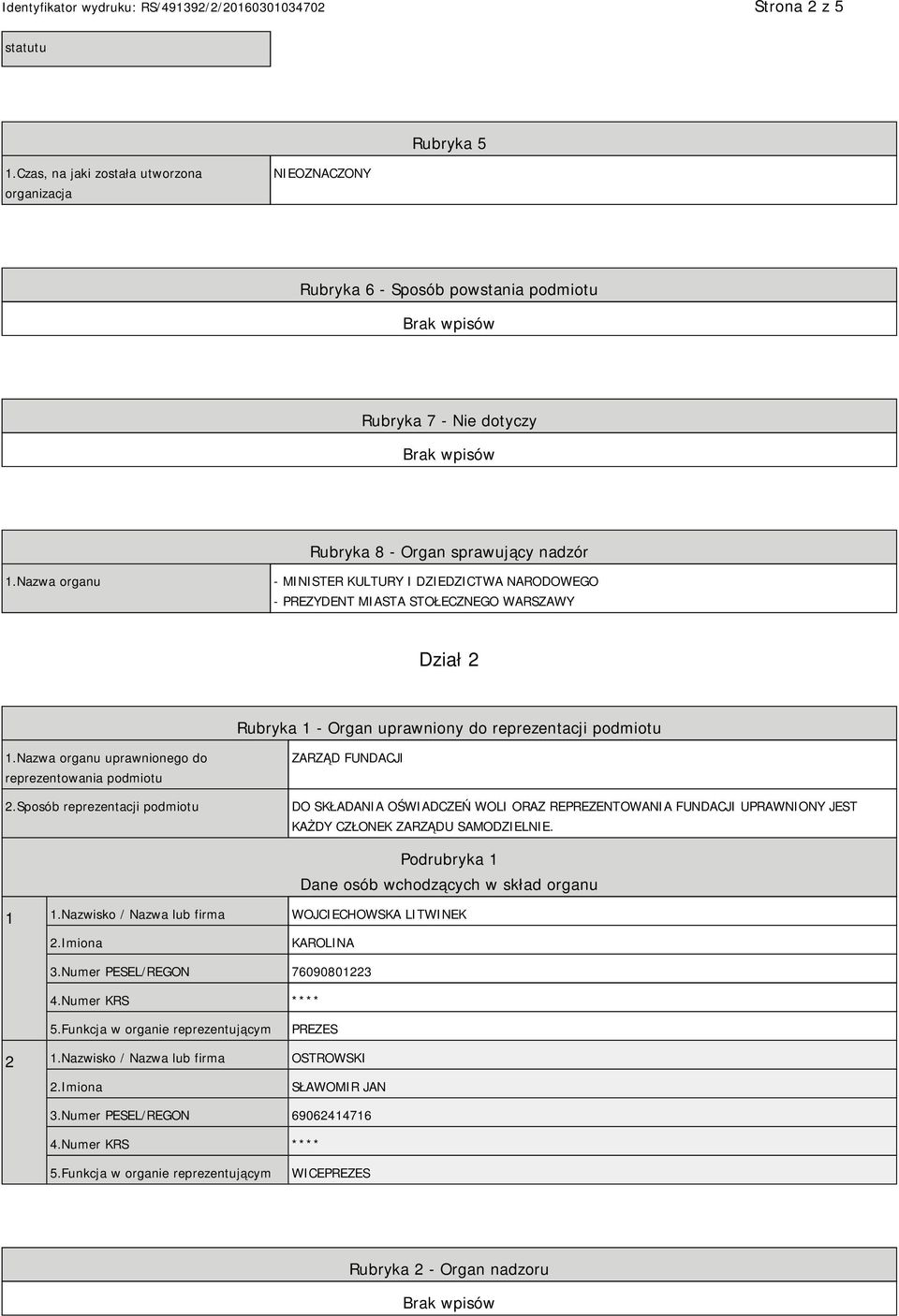 Nazwa organu uprawnionego do reprezentowania podmiotu 2.
