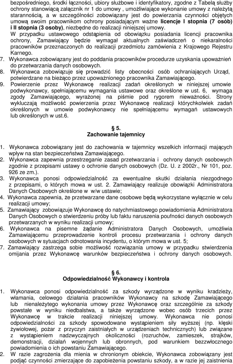 niniejszej umowy.
