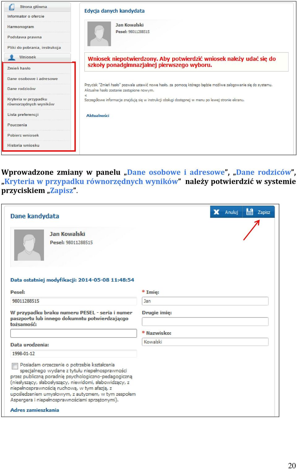 przypadku równorzędnych wyników należy