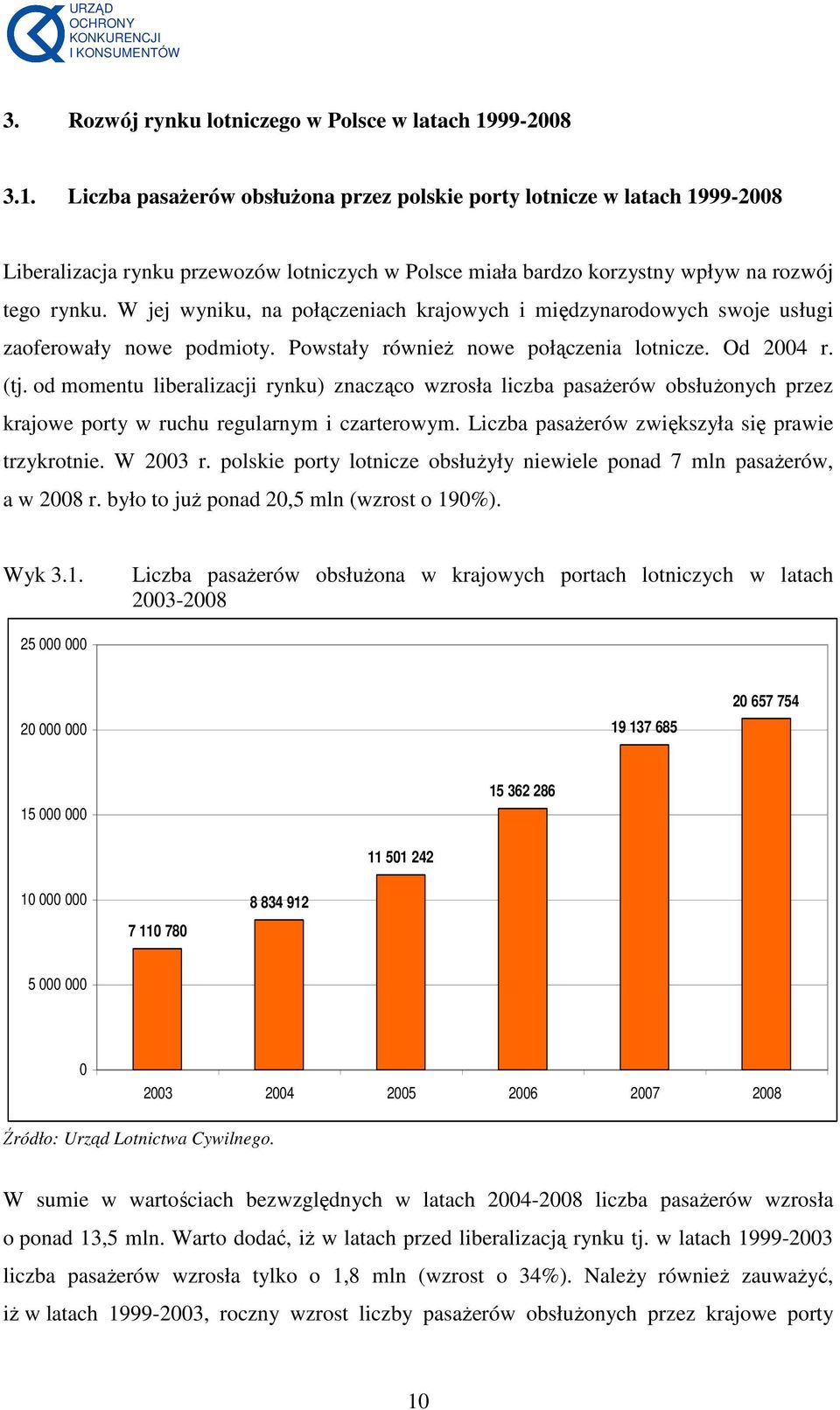 W jej wyniku, na połączeniach krajowych i międzynarodowych swoje usługi zaoferowały nowe podmioty. Powstały równieŝ nowe połączenia lotnicze. Od 2004 r. (tj.