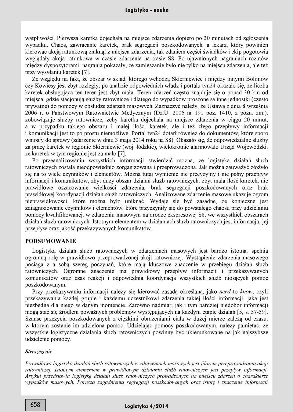 ratunkowa w czasie zdarzenia na trasie S8.