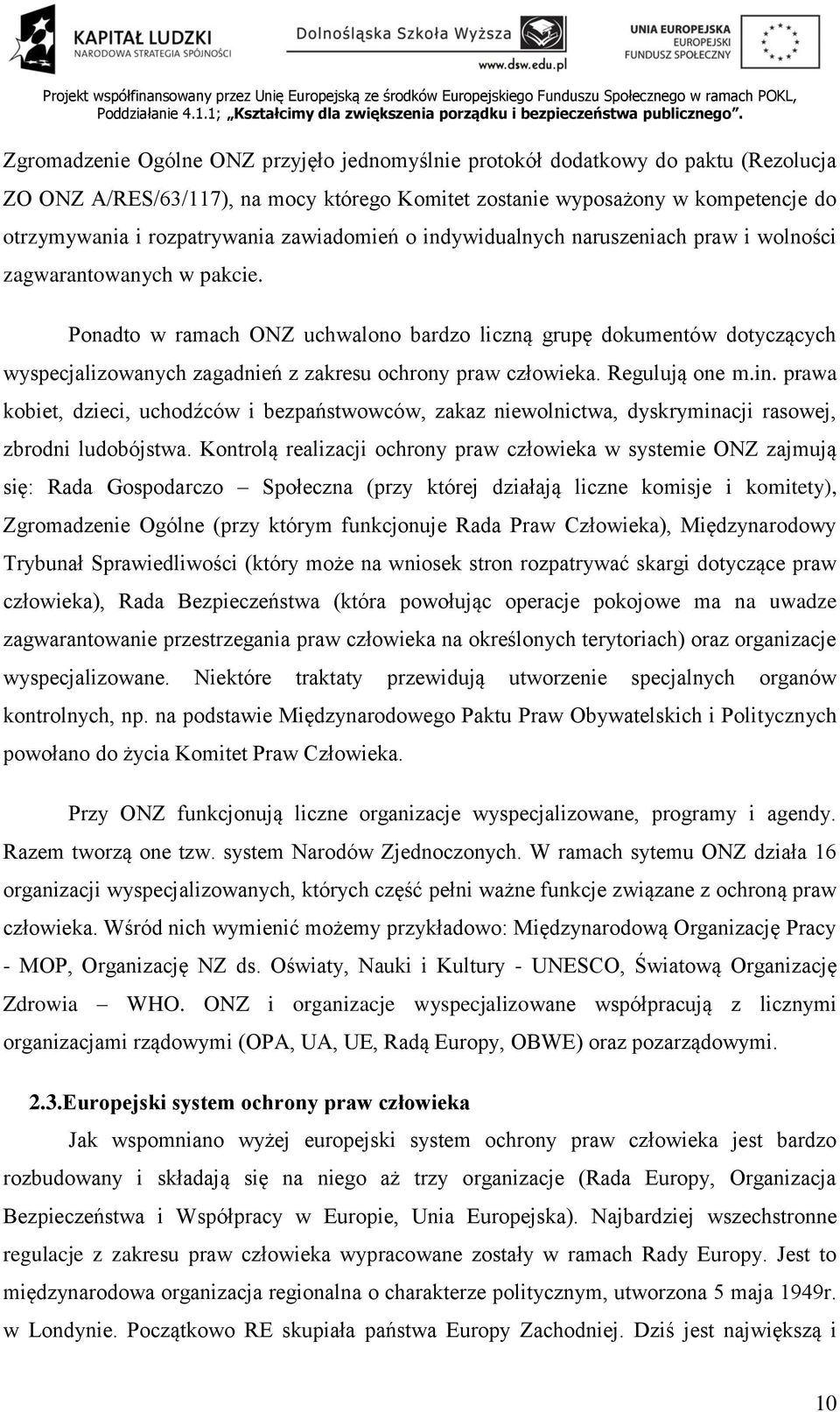 Ponadto w ramach ONZ uchwalono bardzo liczną grupę dokumentów dotyczących wyspecjalizowanych zagadnień z zakresu ochrony praw człowieka. Regulują one m.in.