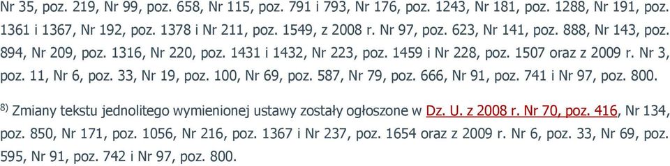 11, Nr 6, poz. 33, Nr 19, poz. 100, Nr 69, poz. 587, Nr 79, poz. 666, Nr 91, poz. 741 i Nr 97, poz. 800.