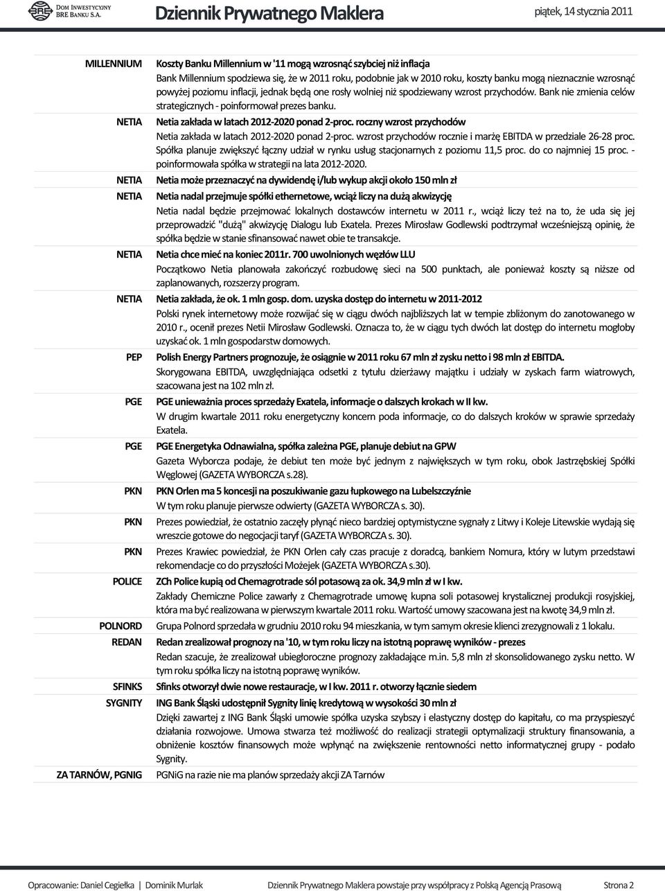 NETIA Netia zakłada w latach 2012-2020 ponad 2-proc. roczny wzrost przychodów Netia zakłada w latach 2012-2020 ponad 2-proc. wzrost przychodów rocznie i marżę EBITDA w przedziale 26-28 proc.