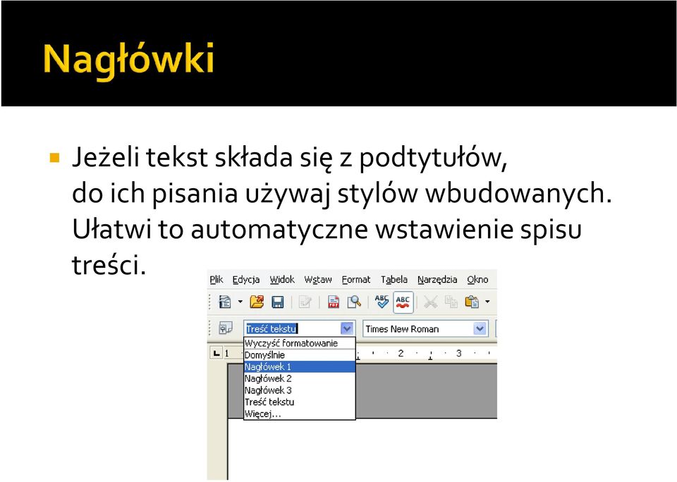 używaj stylów wbudowanych.