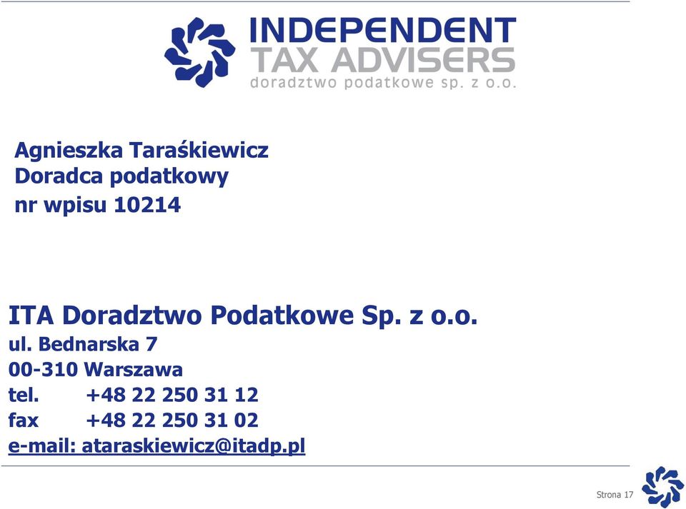 Bednarska 7 00-310 Warszawa tel.