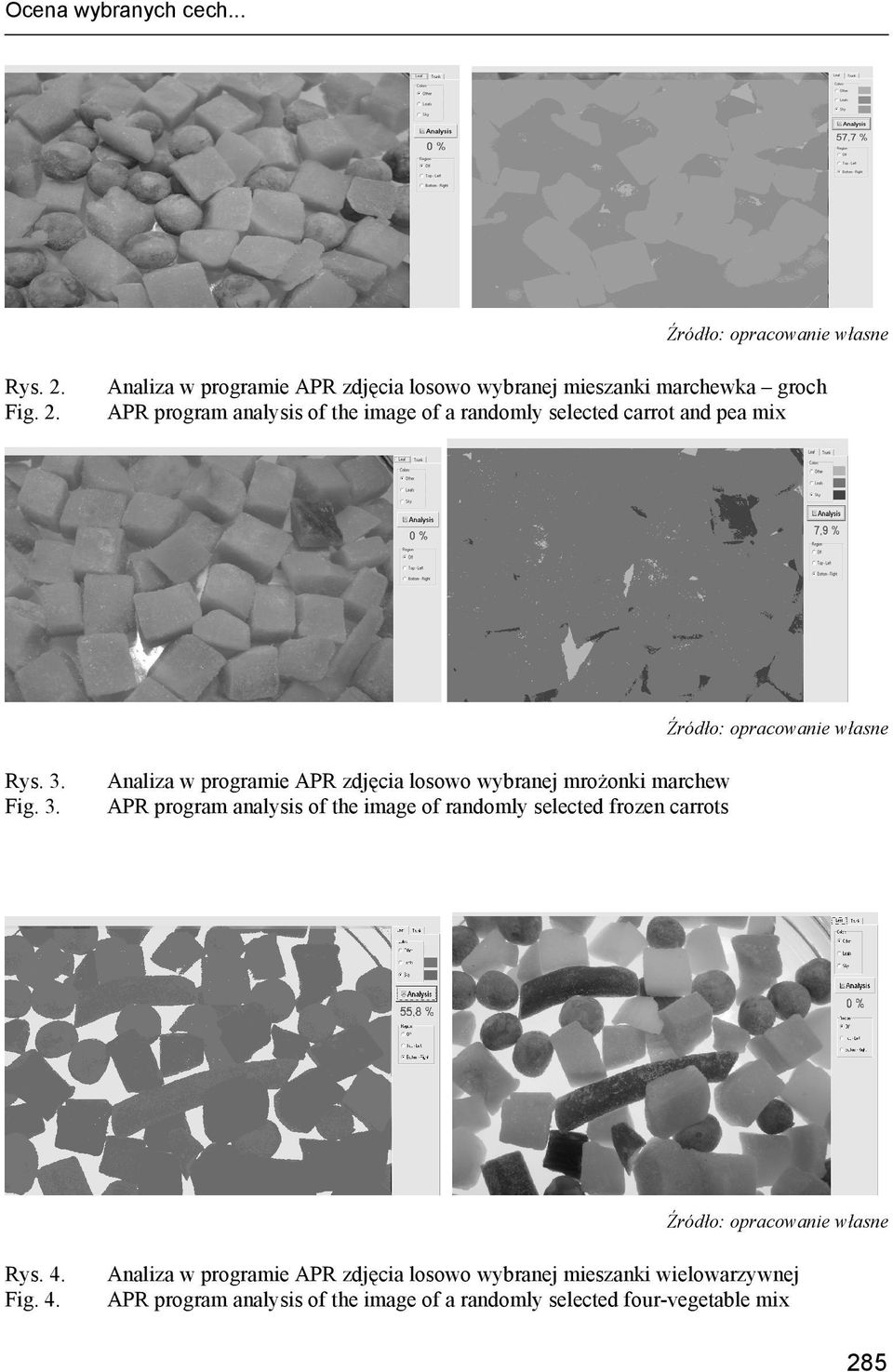 Analiza w programie APR zdjęcia losowo wybranej mieszanki marchewka groch APR program analysis of the image of a randomly