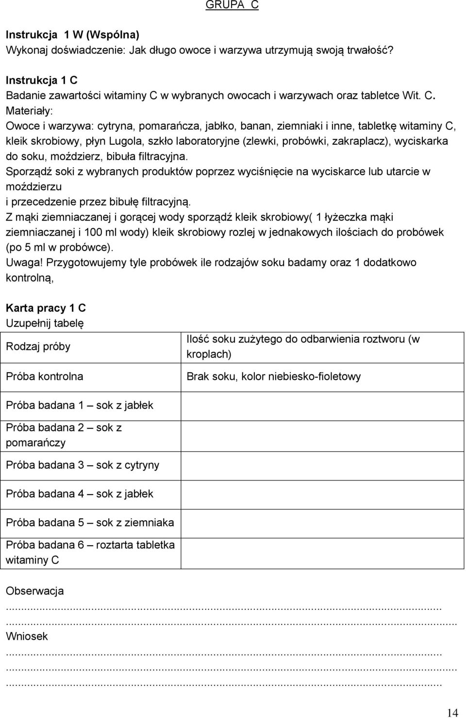 Badanie zawartości witaminy C 