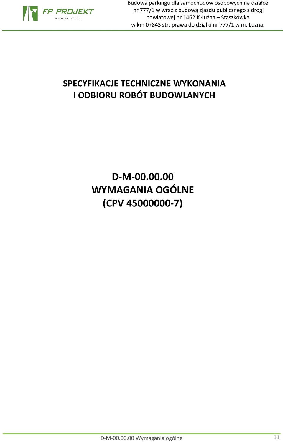 00.00 WYMAGANIA OGÓLNE (CPV