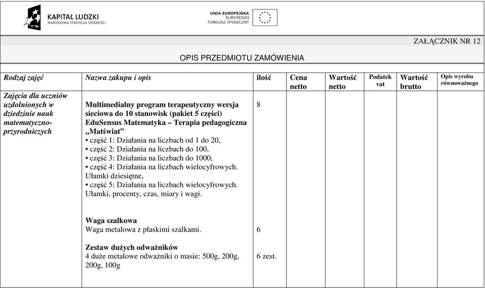 część 3: Działania na liczbach do 1000, część 4: Działania na liczbach wielocyfrowych. Ułamki dziesiętne, część 5: Działania na liczbach wielocyfrowych. Ułamki, procenty, czas, miary i wagi.