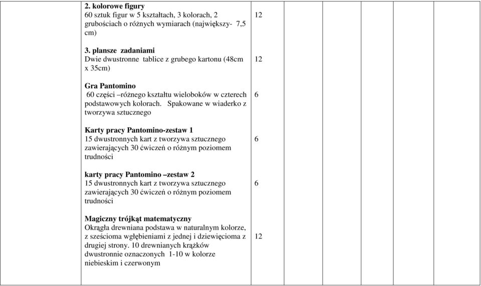 Spakowane w wiaderko z tworzywa sztucznego Karty pracy Pantomino-zestaw 1 15 dwustronnych kart z tworzywa sztucznego zawierających 30 ćwiczeń o róŝnym poziomem trudności karty pracy Pantomino zestaw
