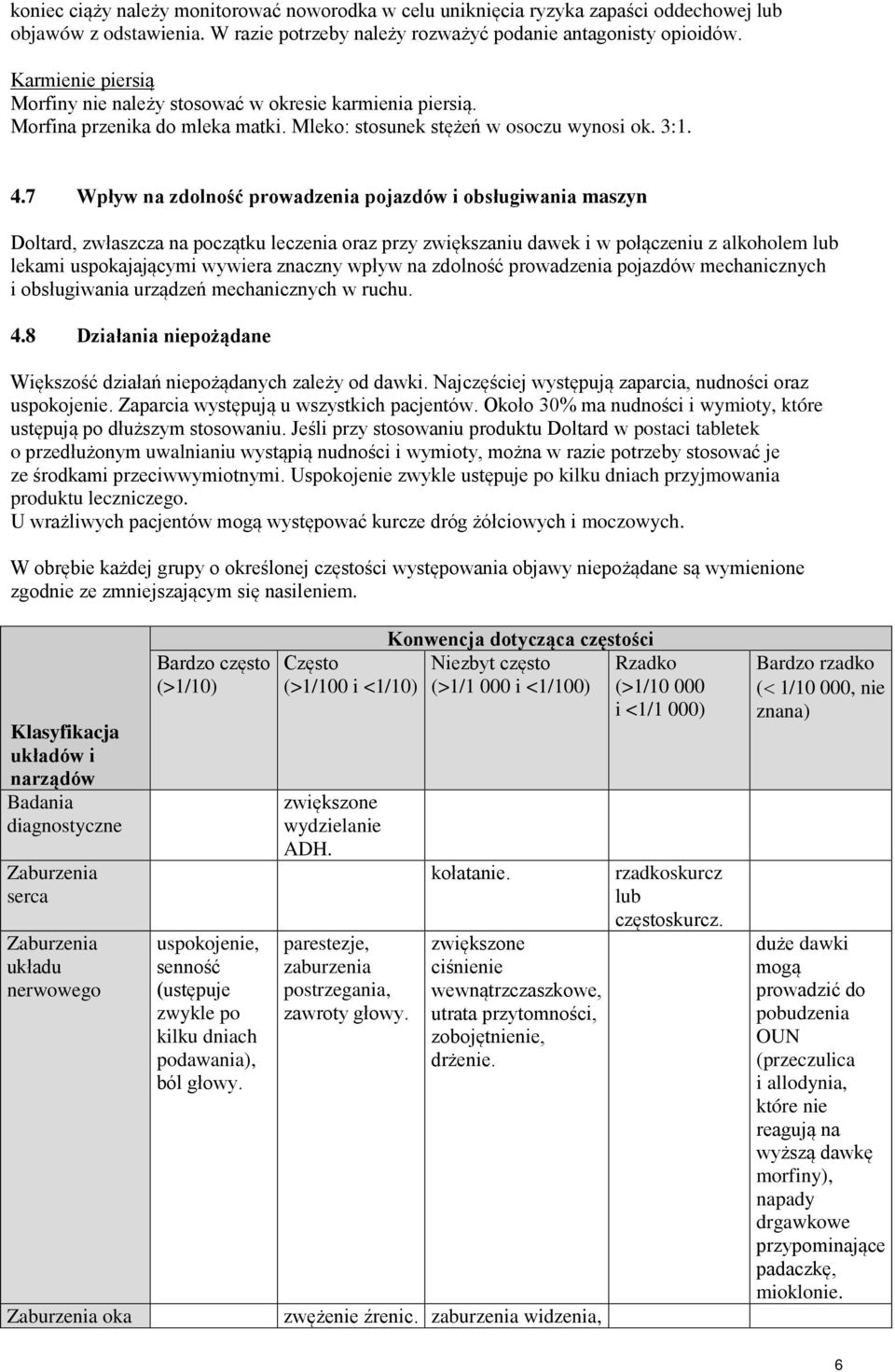 7 Wpływ na zdolność prowadzenia pojazdów i obsługiwania maszyn Doltard, zwłaszcza na początku leczenia oraz przy zwiększaniu dawek i w połączeniu z alkoholem lub lekami uspokajającymi wywiera znaczny