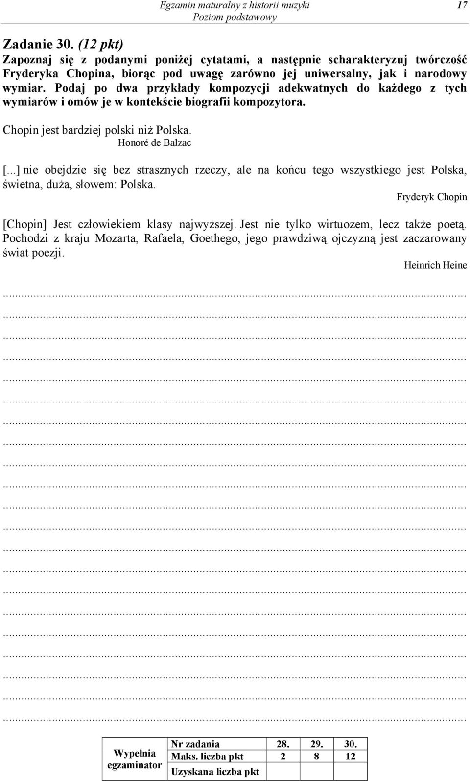 Podaj po dwa przykłady kompozycji adekwatnych do każdego z tych wymiarów i omów je w kontekście biografii kompozytora. Chopin jest bardziej polski niż Polska. Honoré de Balzac [.