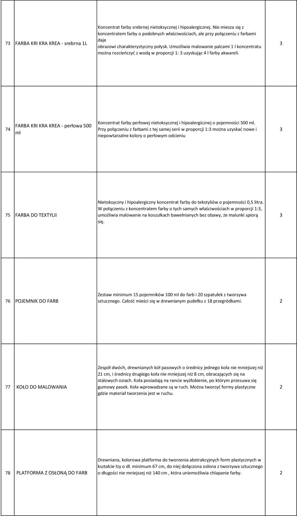 Umożliwia malowanie palcami l koncentratu można rozcieńczyć z wodą w proporcji : uzyskując l farby akwareli.