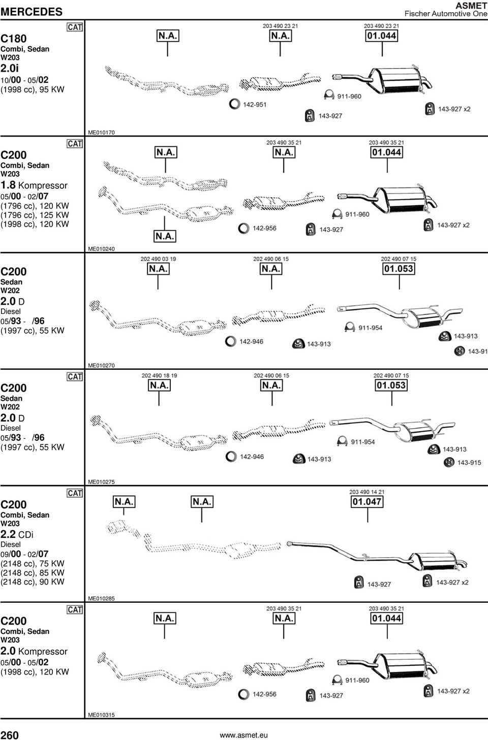 0 D 05/93 - /96 (1997 cc), 55 KW ME010270 C200 W202 2.