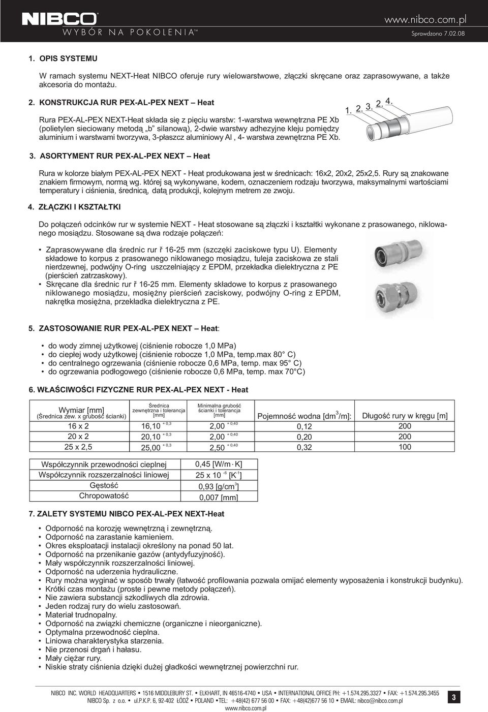aluminium i warstwami tworzywa, 3-p³aszcz aluminiowy Al, 4- warstwa zewnêtrzna PE Xb.. 2. 4. 2. 3. 3. ASORTYMENT RUR PEX-AL-PEX NEXT Heat Rura w kolorze bia³ym PEX-AL-PEX NEXT - Heat produkowana jest w œrednicach: 6x2, 20x2, 25x2,5.
