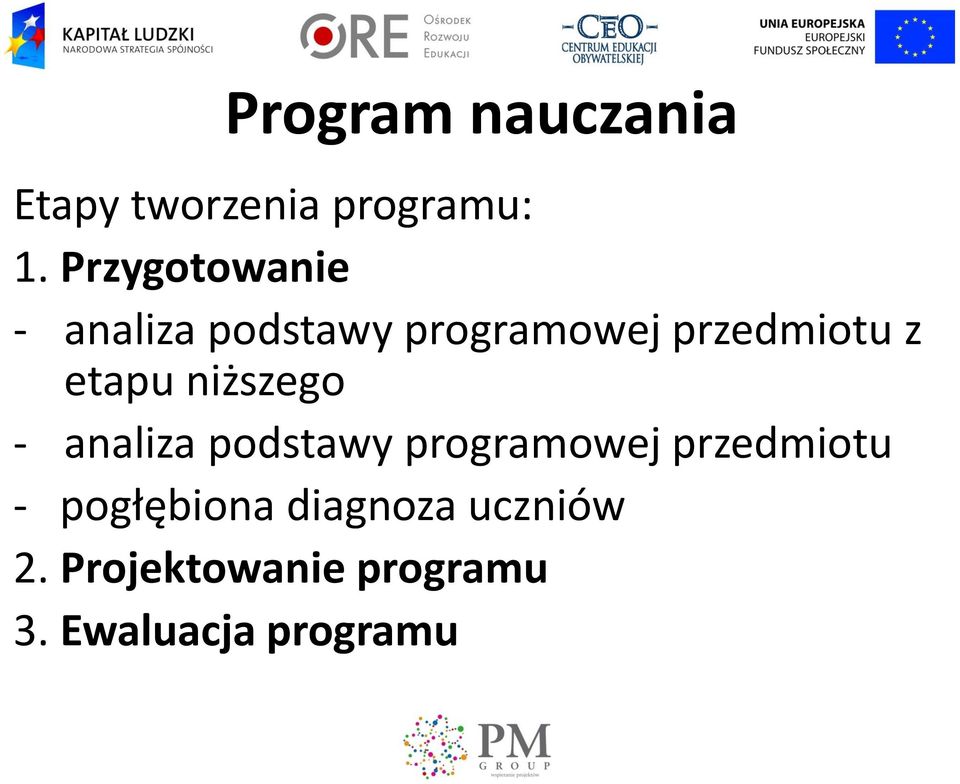 etapu niższego - analiza podstawy programowej przedmiotu -