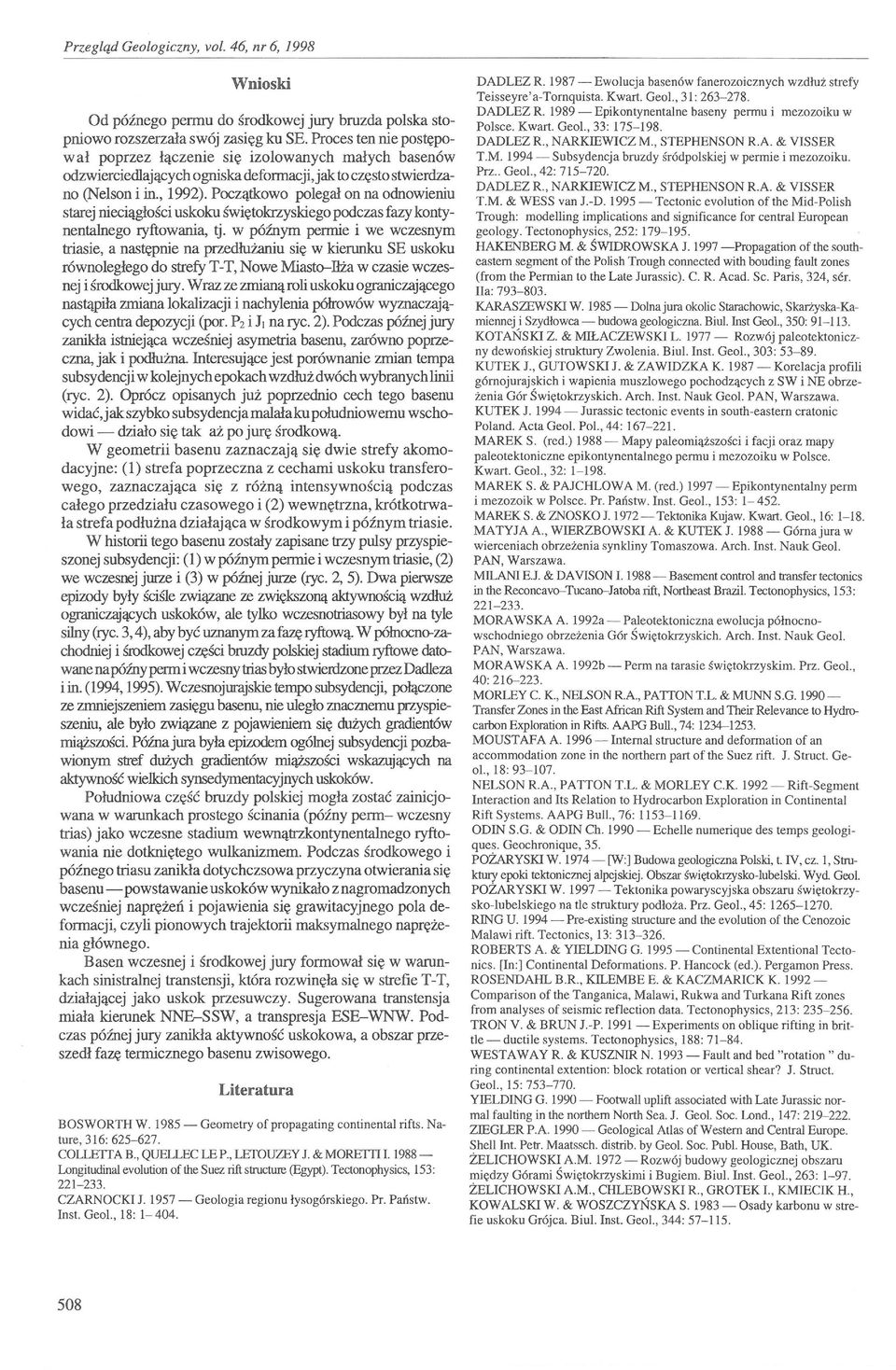 kontynentalnego ryftowania tj w późnym permie i we wczesnym triasie a następnie na przedłużaniu się w kierunku SE uskoku równoległego do strefy T-T Nowe Miasto-llża w czasie wczesnej i środkowej jury