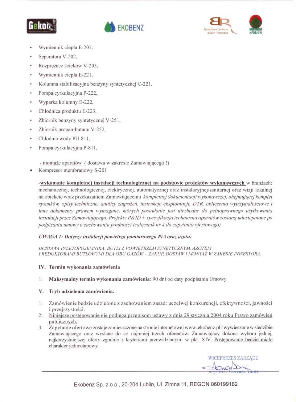 aparatów (dostawa w zakresie Zamawiającego!