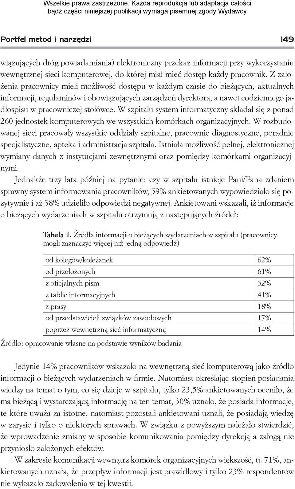 stołówce. W szpitalu system informatyczny składał się z ponad 260 jednostek komputerowych we wszystkich komórkach organizacyjnych.