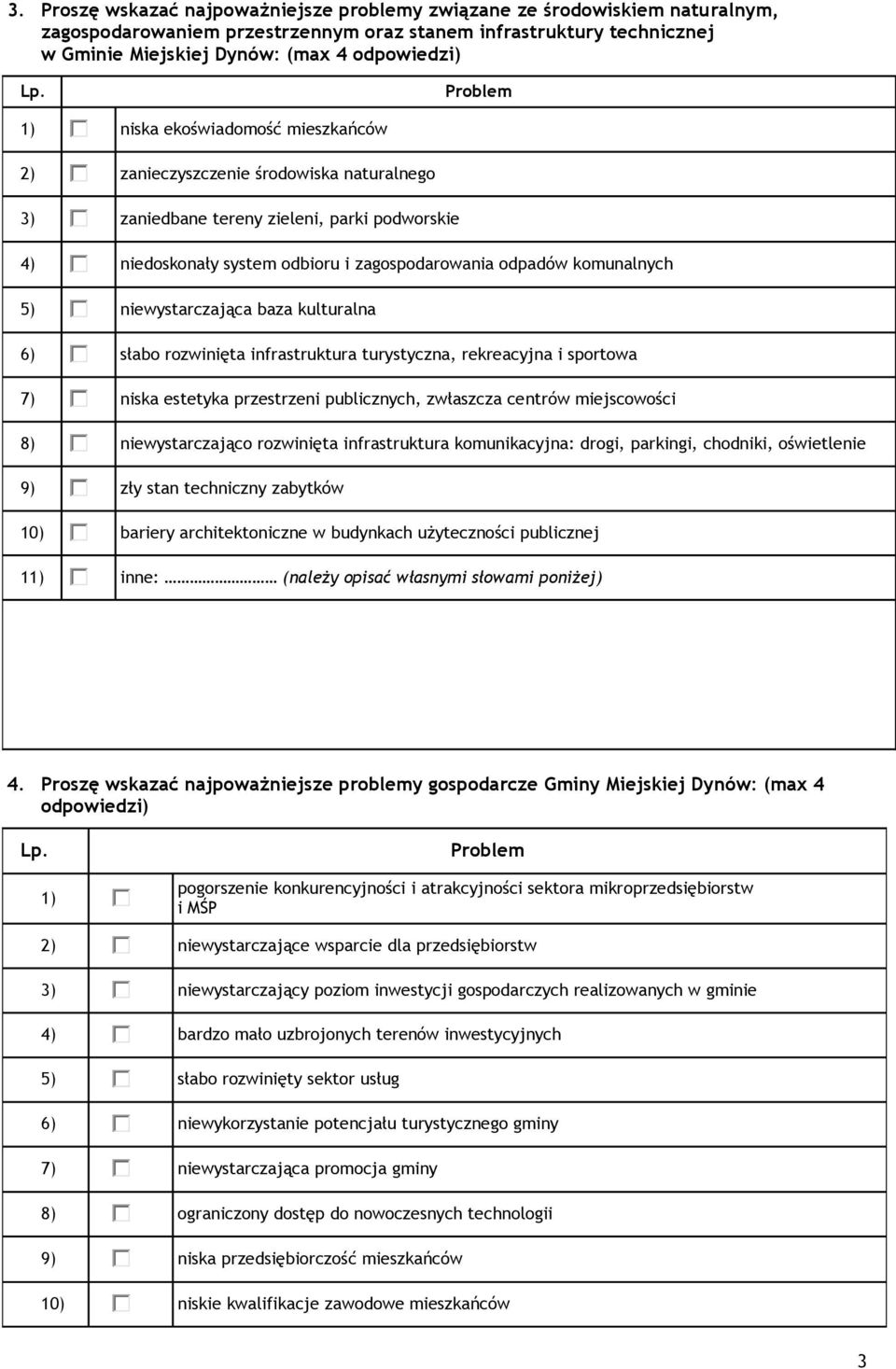 komunalnych 5) niewystarczająca baza kulturalna 6) słabo rozwinięta infrastruktura turystyczna, rekreacyjna i sportowa 7) niska estetyka przestrzeni publicznych, zwłaszcza centrów miejscowości 8)