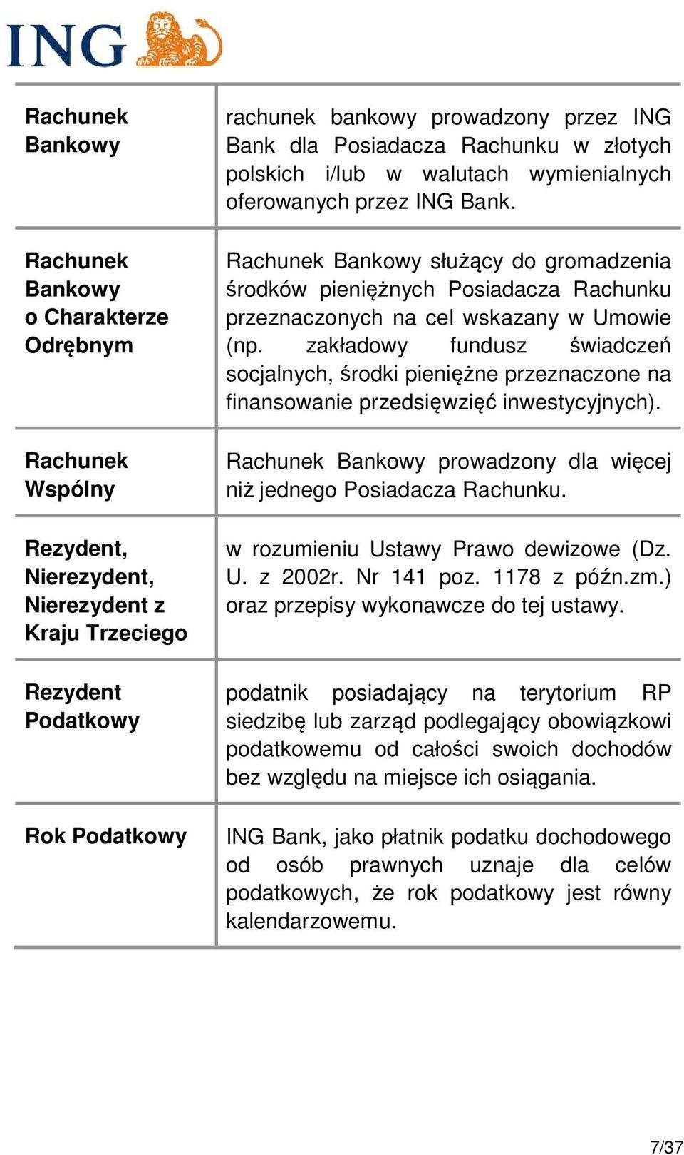 Rachunek Bankowy służący do gromadzenia środków pieniężnych Posiadacza Rachunku przeznaczonych na cel wskazany w Umowie (np.