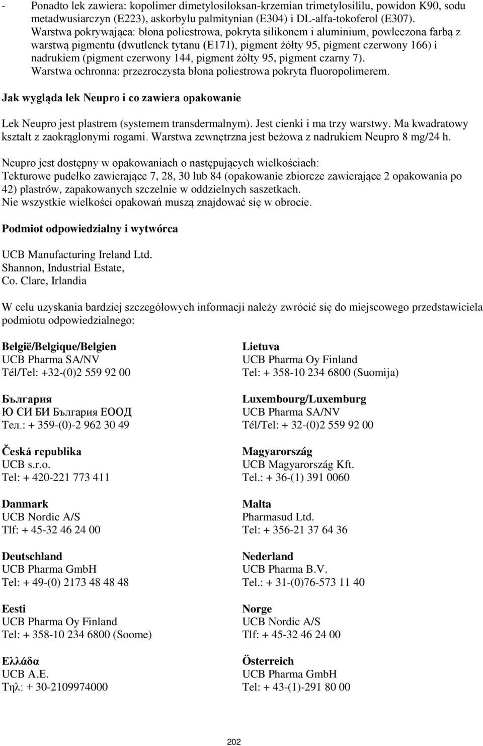 czerwony 144, pigment żółty 95, pigment czarny 7). Warstwa ochronna: przezroczysta błona poliestrowa pokryta fluoropolimerem.