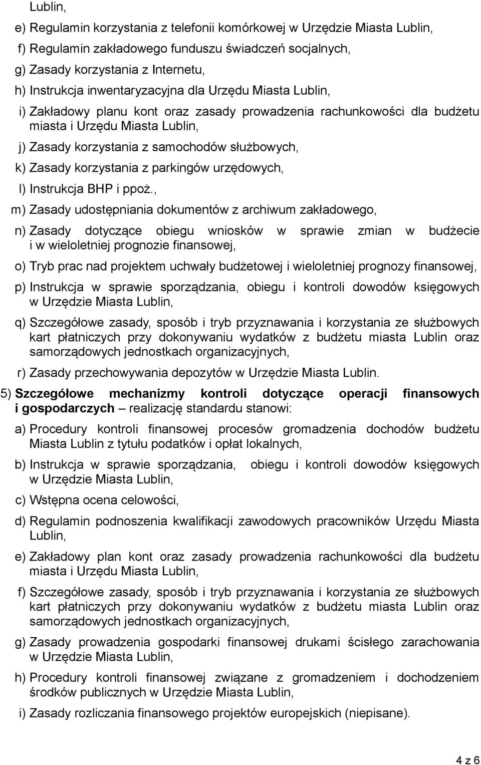 urzędowych, l) Instrukcja BHP i ppoż.