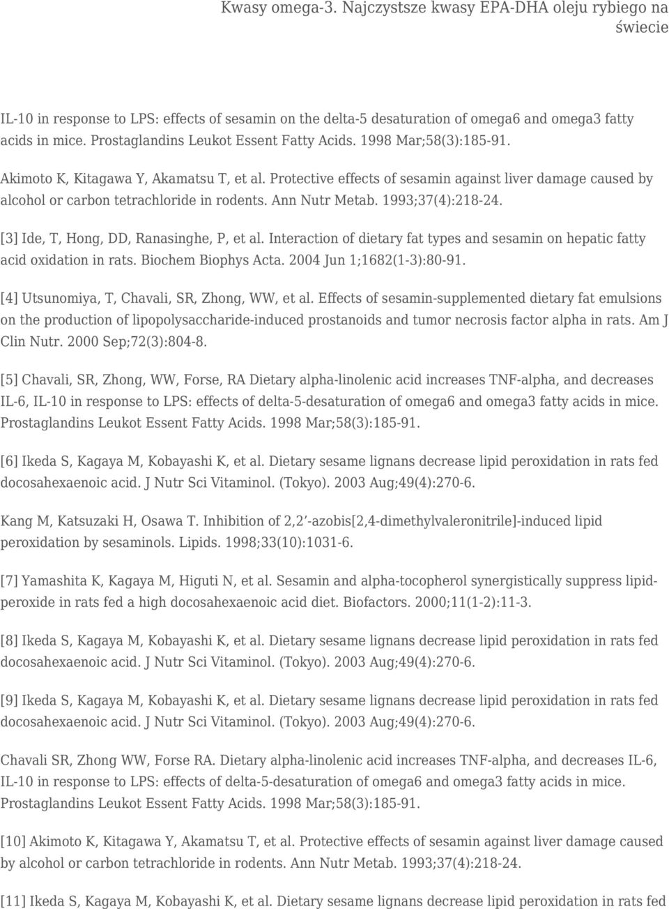 [3] Ide, T, Hong, DD, Ranasinghe, P, et al. Interaction of dietary fat types and sesamin on hepatic fatty acid oxidation in rats. Biochem Biophys Acta. 2004 Jun 1;1682(1-3):80-91.