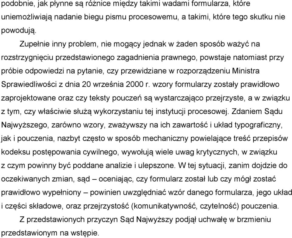 rozporządzeniu Ministra Sprawiedliwości z dnia 20 września 2000 r.