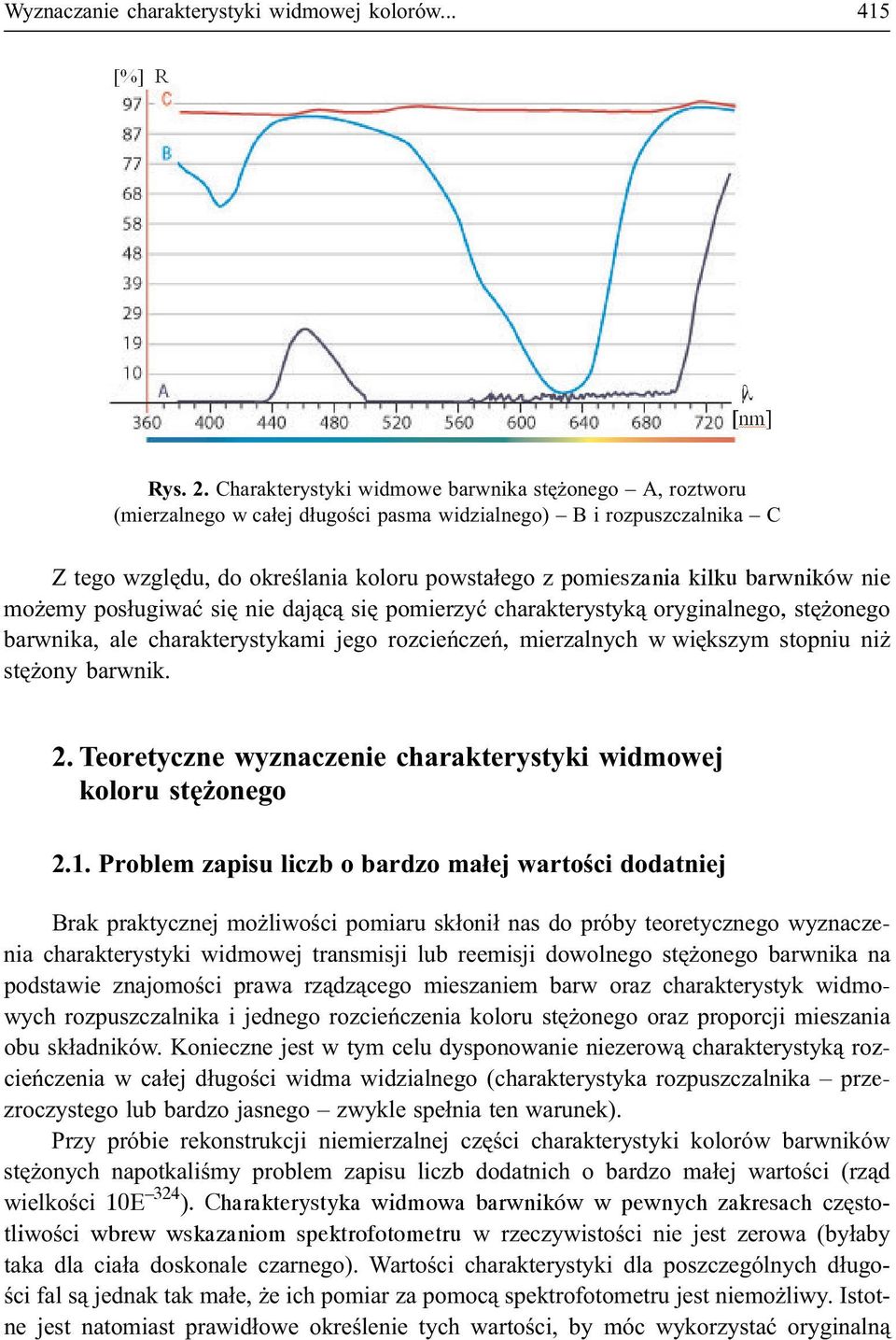 barwników nie mo emy pos³ugiwaæ siê nie daj¹c¹ siê pomierzyæ charakterystyk¹ oryginalnego, stê onego barwnika, ale charakterystykami jego rozcieñczeñ, mierzalnych w wiêkszym stopniu ni stê ony