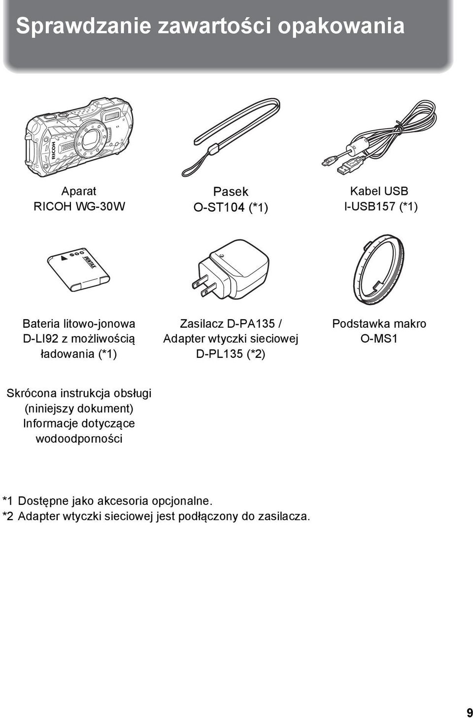 (*2) Podstawka makro O-MS1 Skrócona instrukcja obsługi (niniejszy dokument) Informacje dotyczące