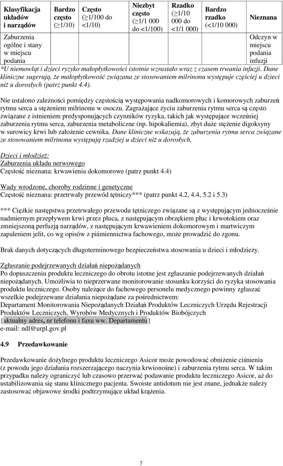 Dane kliniczne sugerują, że małopłytkowość związana ze stosowaniem milrinonu występuje częściej u dzieci niż u dorosłych (patrz punkt 4.4).