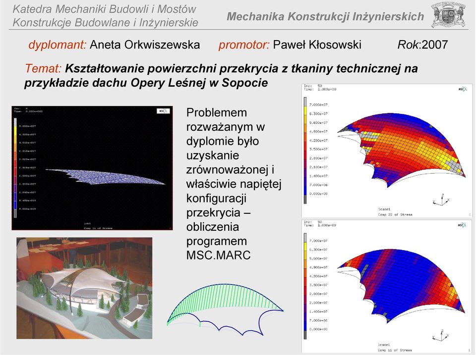 dachu Opery Leśnej w Sopocie Problemem rozważanym w dyplomie było uzyskanie