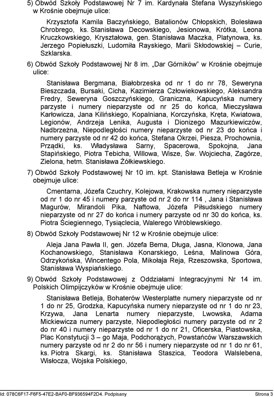 6) Obwód Szkoły Podstawowej Nr 8 im.