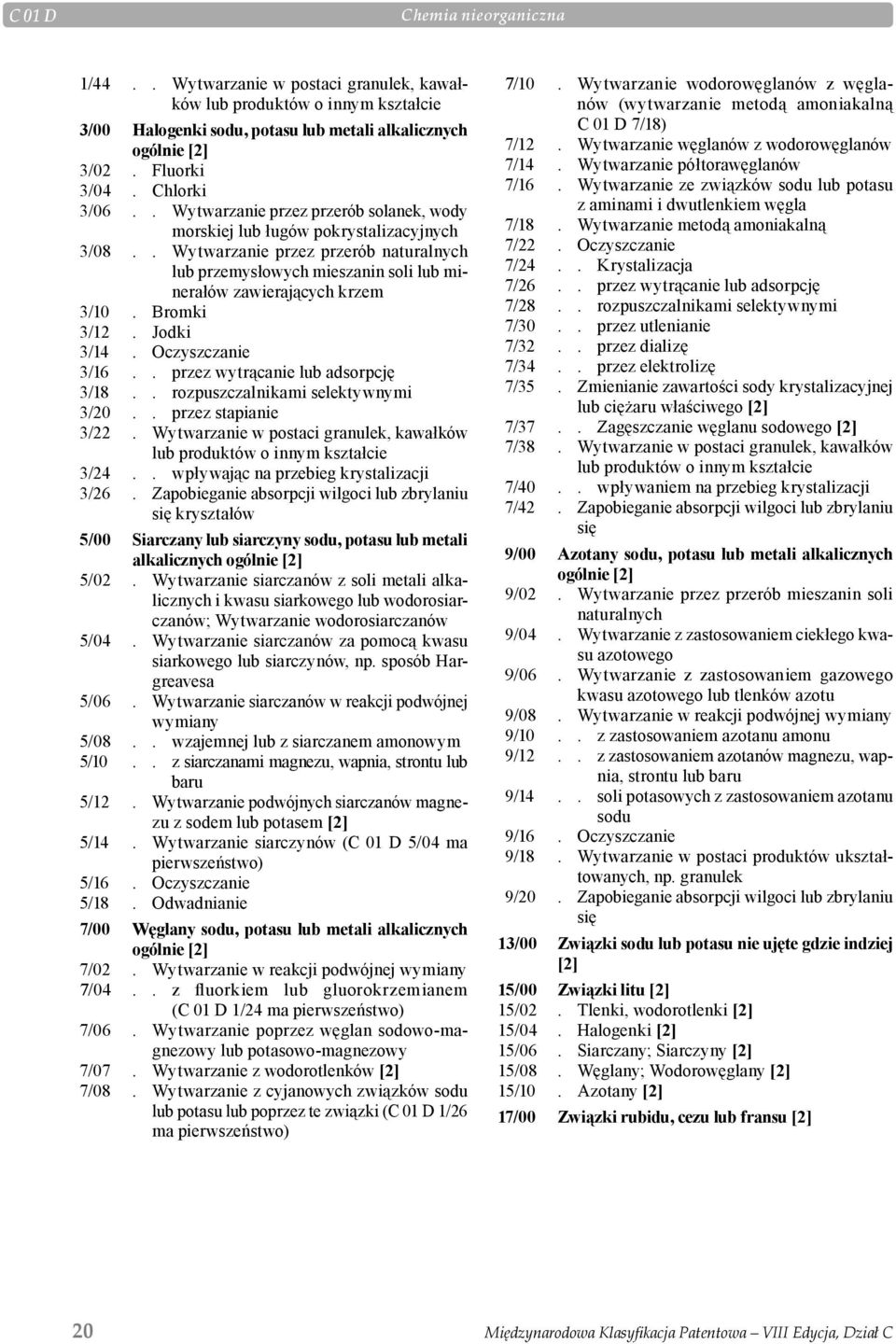 . Wytwarzanie przez przerób naturalnych lub przemysłowych mieszanin soli lub minerałów zawierających krzem 3/10. Bromki 3/12. Jodki 3/14. Oczyszczanie 3/16.. przez wytrącanie lub adsorpcję 3/18.