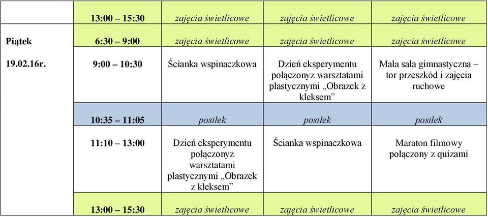 plastycznymi Obrazek z kleksem Mała sala gimnastyczna tor przeszkód i zajęcia