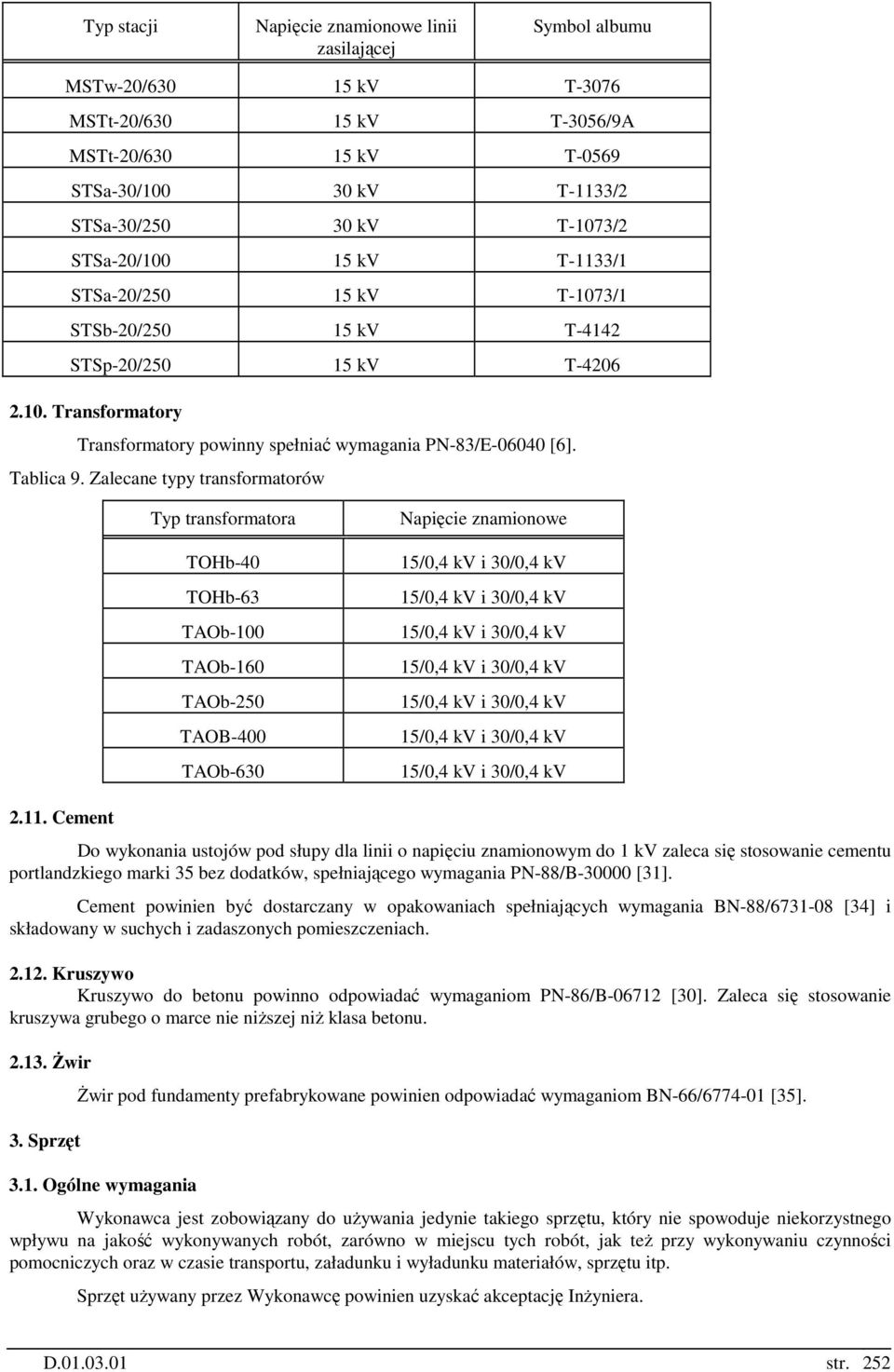 Zalecane typy transformatorów Typ transformatora TOHb-40 TOHb-63 TAOb-100 TAOb-160 TAOb-250 TAOB-400 TAOb-630 Napięcie znamionowe 15/0,4 kv i 30/0,4 kv 15/0,4 kv i 30/0,4 kv 15/0,4 kv i 30/0,4 kv