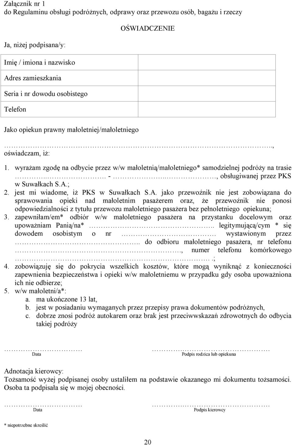 ., obsługiwanej przez PKS w Suwałkach S.A.