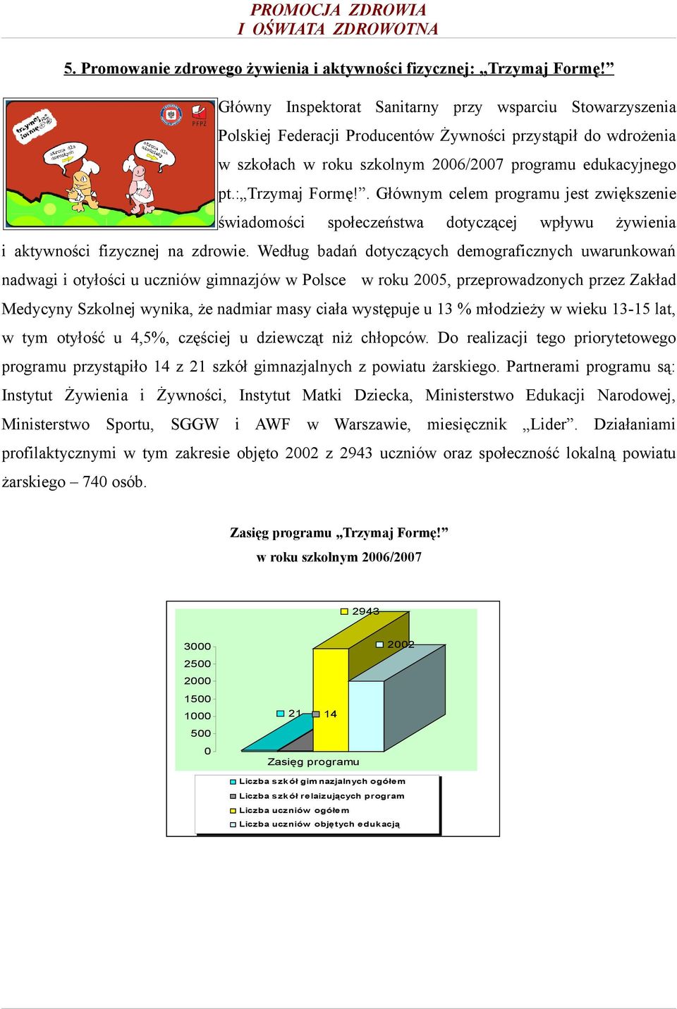. Głównym celem programu jest zwiększenie świadomości społeczeństwa dotyczącej wpływu żywienia i aktywności fizycznej na zdrowie.