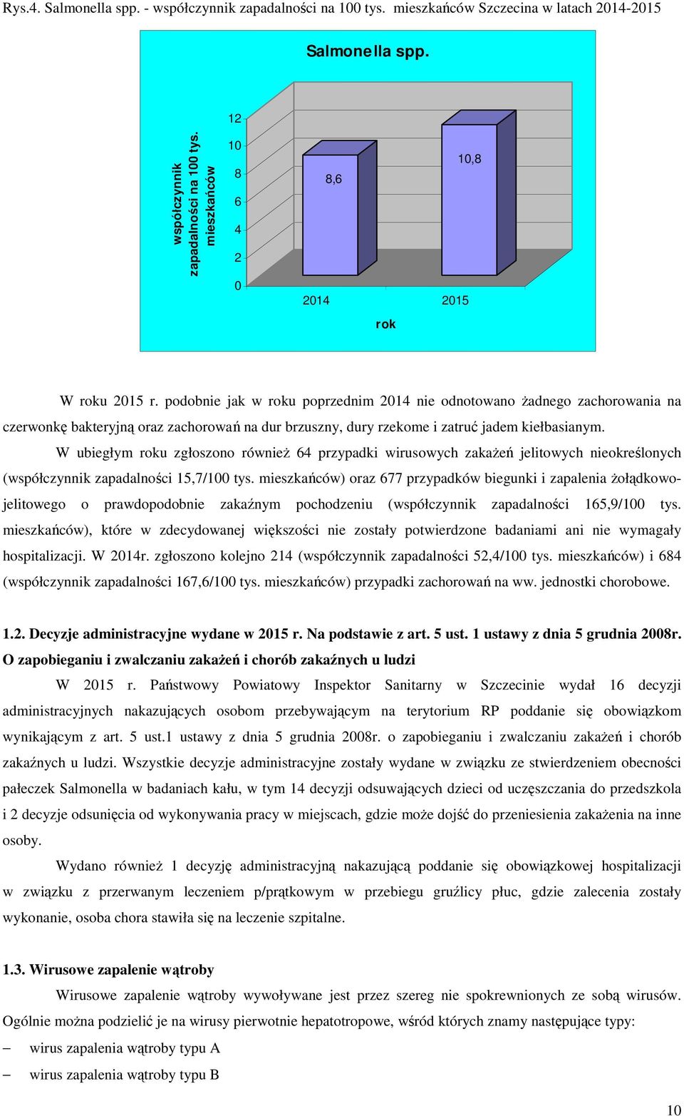 podobnie jak w roku poprzednim 2014 nie odnotowano żadnego zachorowania na czerwonkę bakteryjną oraz zachorowań na dur brzuszny, dury rzekome i zatruć jadem kiełbasianym.