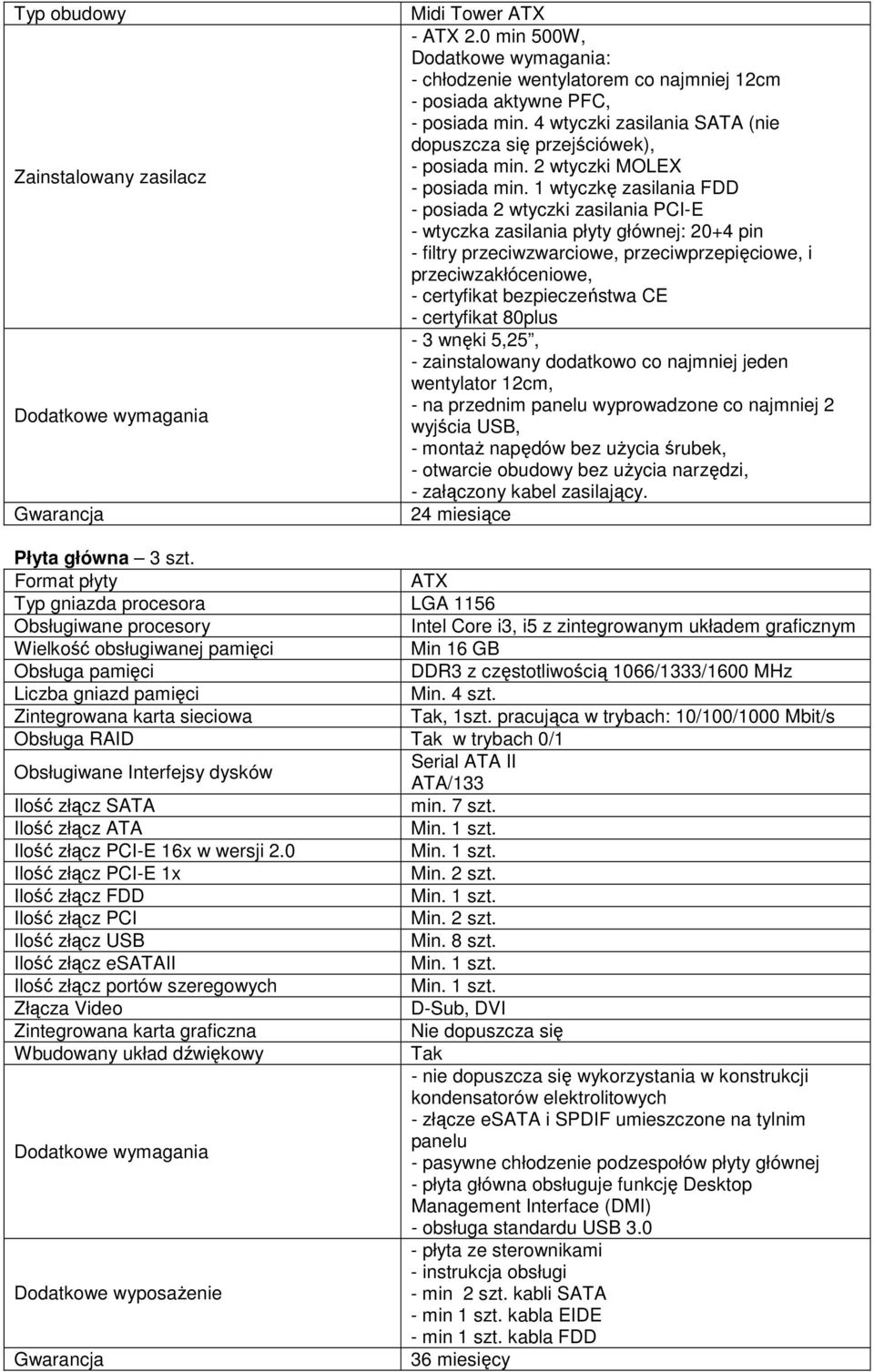 1 wtyczkę zasilania FDD - posiada 2 wtyczki zasilania PCI-E - wtyczka zasilania płyty głównej: 20+4 pin - filtry przeciwzwarciowe, przeciwprzepięciowe, i przeciwzakłóceniowe, - certyfikat