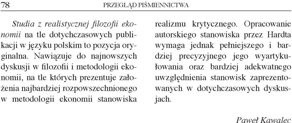 metodologii ekonomii stanowiska realizmu krytycznego.