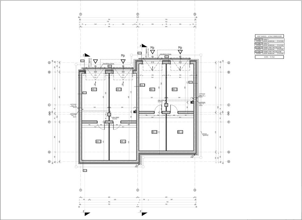 48 8 44 0 197 341 8 341 0-3 0-4 0 475 0 20x 20x drenaż opaskowy 0 4 0 0 11 4 0 0 380 95 95 80 0-1/ 0-1 20.39m2 RŻ I h=2.46m 0-2/ 0-2 RŻ II 20.m2 h=2.46m 0-3/ 0-3 PIWNI-POM. PRZYNLŻN 16.02m2 h=2.