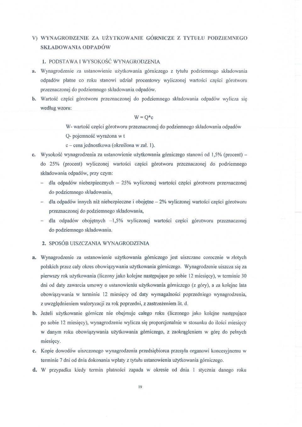 podziemnego sk ładowania odpadów. b.