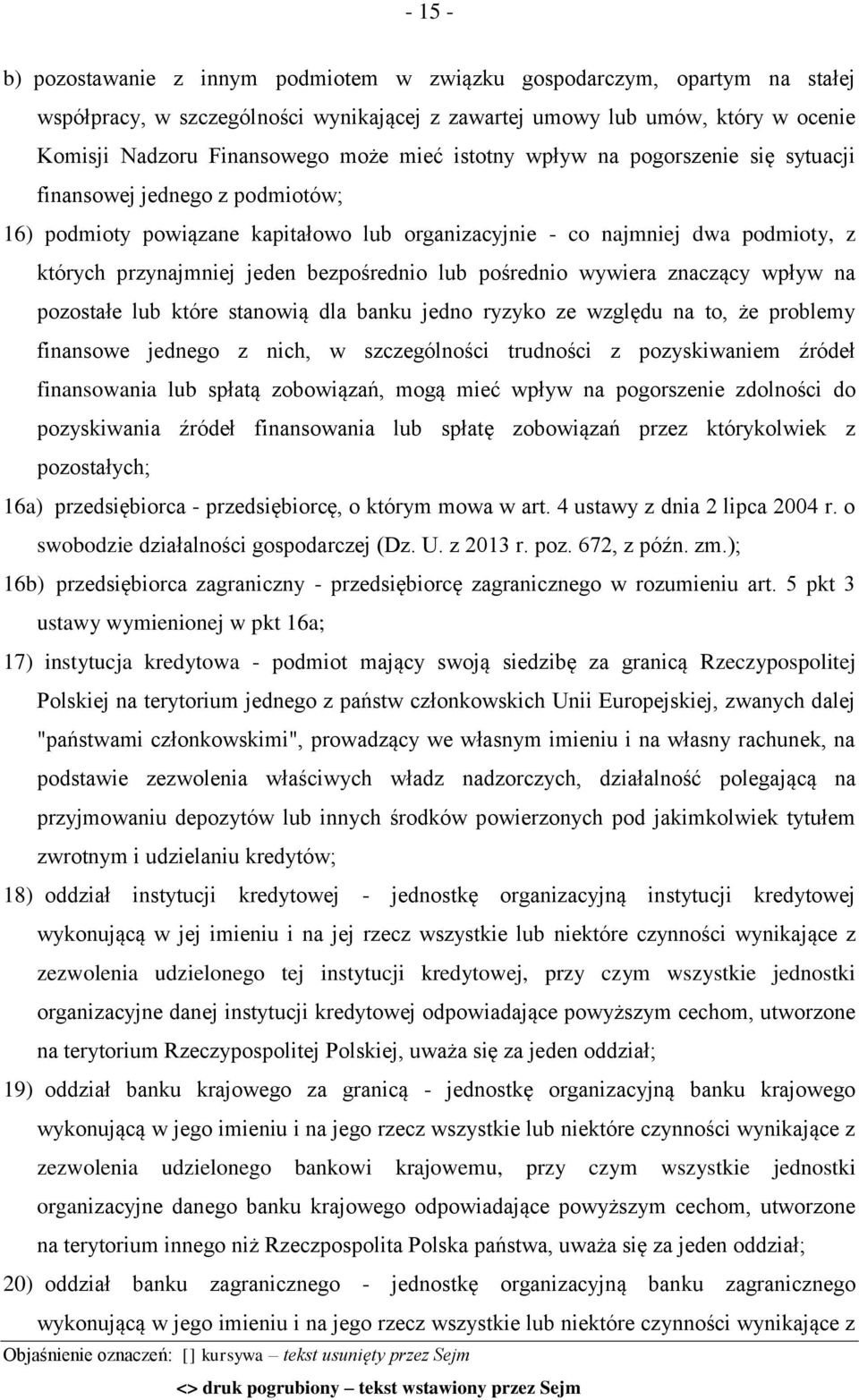 bezpośrednio lub pośrednio wywiera znaczący wpływ na pozostałe lub które stanowią dla banku jedno ryzyko ze względu na to, że problemy finansowe jednego z nich, w szczególności trudności z